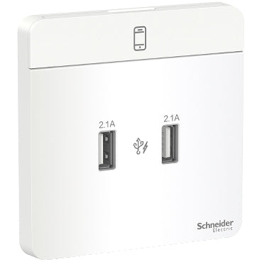 Schneider Electric AvatarOn, USB charger, 2 type A, 2.1 A, White E8332USB_WE