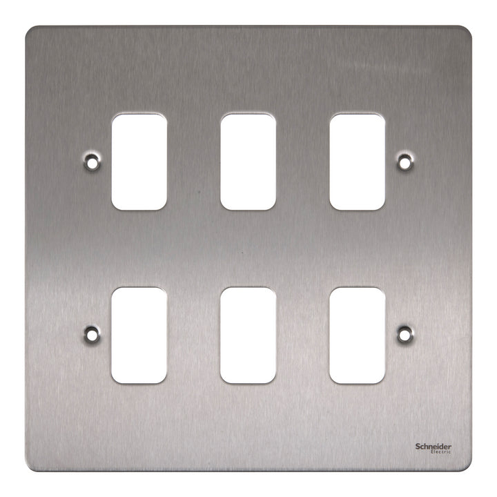 Schneider Electric Ultimate - flat plate Grid system - 6 gangs - stainless steel - GUG06G-SS