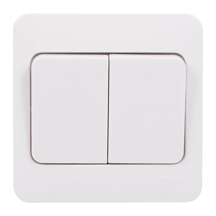 Schneider Electric Lisse - Wide rocker switch - 2 gangs 2 way - 10AX - white - GGBL1022WS