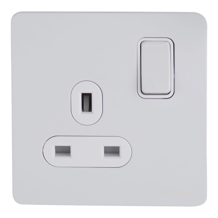 Schneider Electric Ultimate Screwless flat plate - switched socket - 2P - 1 gang - white metal - GU3410DWPW