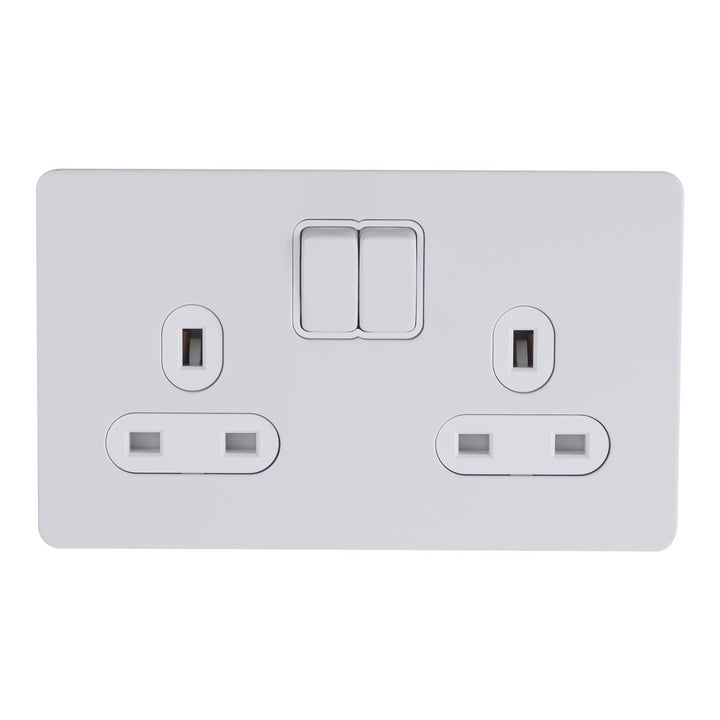 Schneider Electric Ultimate Screwless flat plate - switched socket - 2P - 2 gangs - white metal - GU3420DWPW