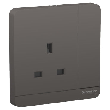 Schneider Electric AvatarOn, switched socket, 3P, 13 A, 250 V, LED, Dark Grey E8315N_DG_G12