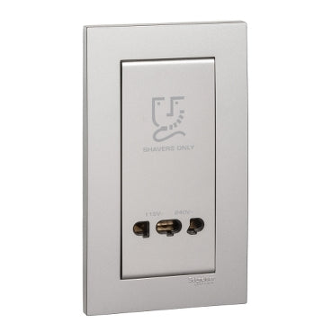 Schneider Electric Vivace Universal Shaver Socket Unit Aluminium Silver 115/240V KBT727VAS