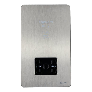 Schneider Electric Ultimate Screwless flat plate - shaver socket - stainless steel/white GU7490BSS