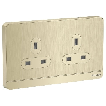 Schneider Electric AvatarOn, 2 switched socket, 3P, 13 A, 250 V, LED, Metal Gold Hairline E83T25N_GH_G12