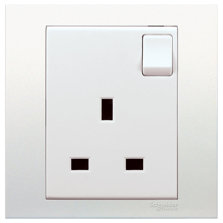 Schneider Electric 1 Gang, 13A 250V British Standard DP Switched Socket, Vivace, Small dolly, White - KB15D_WE