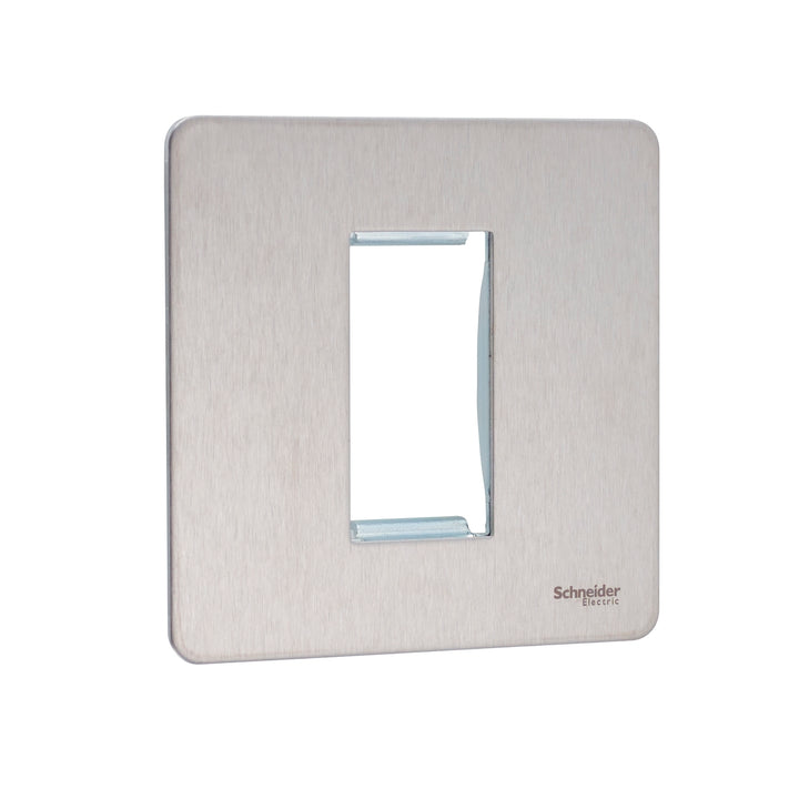 Schneider Electric Ultimate Screwless Euro Modular 1 Gang Front Plate, Stainless Steel - GU8450SS