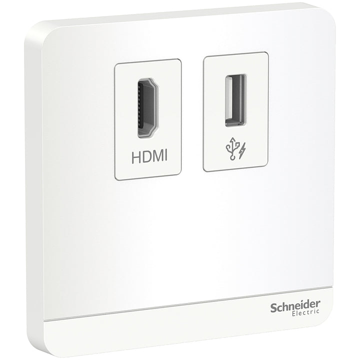Schneider Electric AvatarOn Data Socket, HDMI + USB, 1-Gang, White – E8332HDUSB_WE