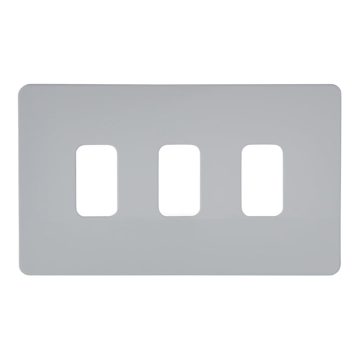 Schneider Electric Ultimate Screwless Grid System Front Plate, 3 Gangs, White Metal - GUGS03GPW