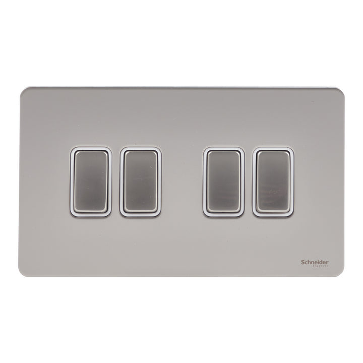 Schneider Electric Ultimate Screwless flat plate - rocker plate switch - 4 gangs - pearl nickel - GU1442WPN