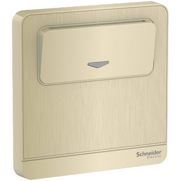 Schneider Electric AvatarOn, card switch, 16 A, 250 V, Metal Gold Hairline E8331EKT_GH