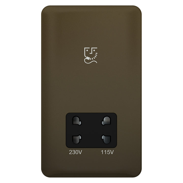 Schneider Electric Lisse - Shaver Socket - 2 gang - 115/230V Mocha Bronze with Black Interior - GGBL7090BMBS