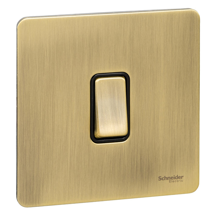 Schneider Electric Ultimate Screwless flat plate - rocker plate switch - 1 gang - antique brass - GU1412BAB