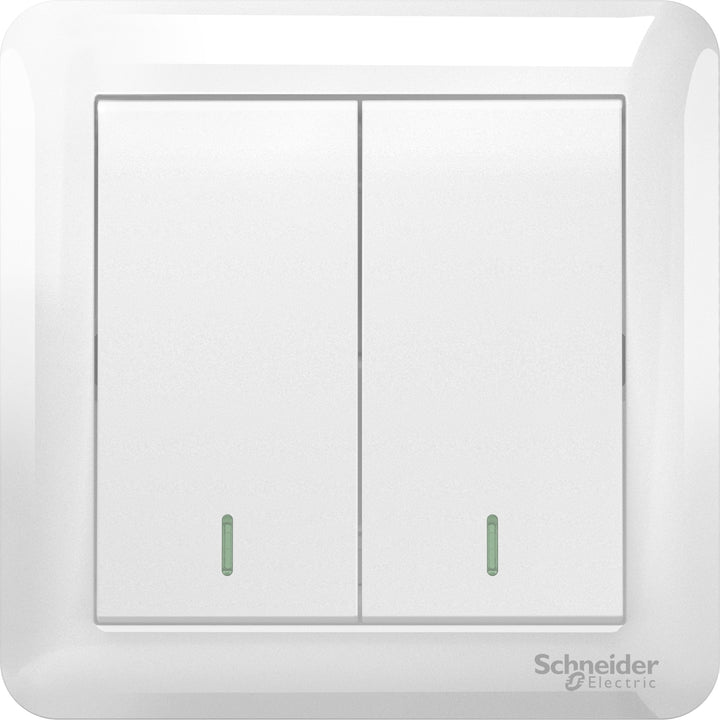 Schneider Electric 10AX 250V 2 Gang 1 Way Switch, White - A3G32B1A_WE_G11