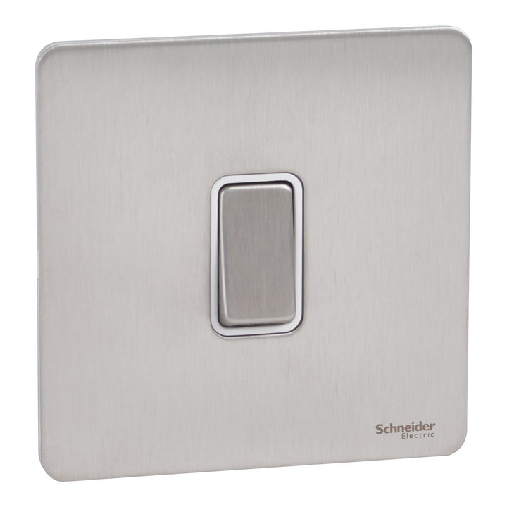 Schneider Electric Ultimate Screwless flat plate - rocker plate switch - 1 gang - stainless steel - GU1412WSS