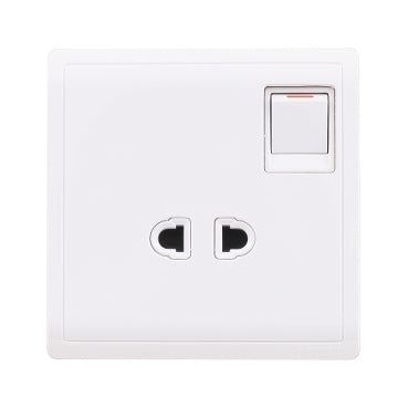 Schneider Electric Pieno 10A 250V - 1 gang 2 flat round pin switched socket with shutter E8215US