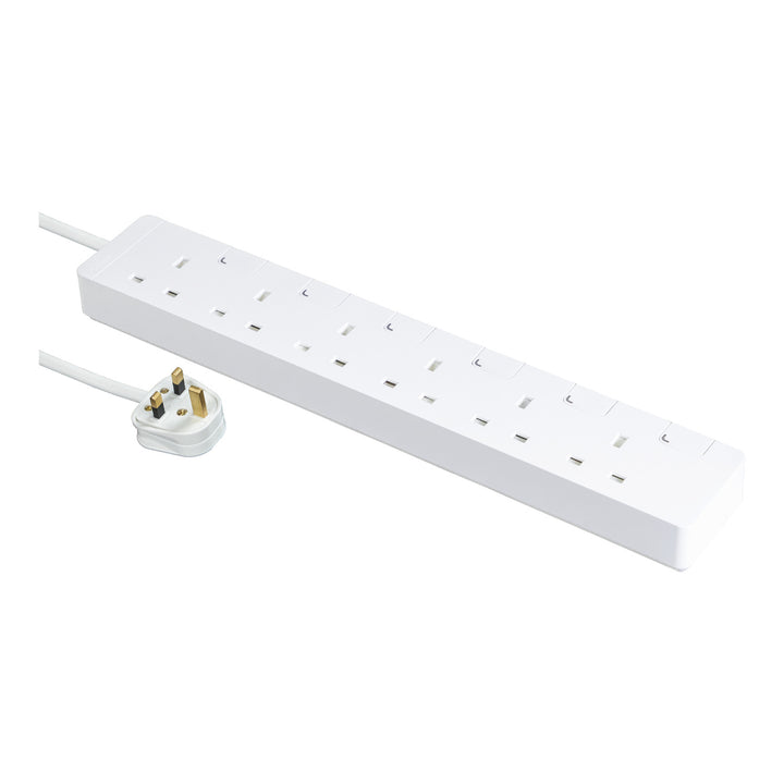 Schneider Electric AvatarOn Extension Cord /cable with 6 UK Sockets with individual switch, 3M, Power Socket/ Strips/ Multi Plug, White - TSH36_3_WE