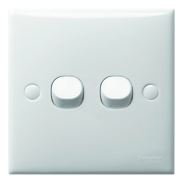 Schneider Electric S-Classic 1-Way Switch 2 Gangs, White - E32_1_2AR_WE