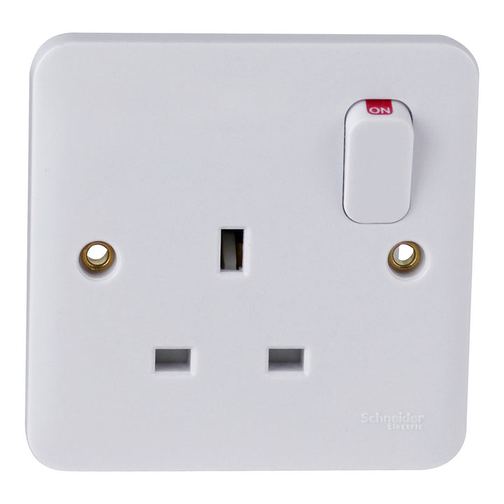 Schneider Electric GGBL3010 13A Lisse 1 Gang Switched Socket, White Moulded