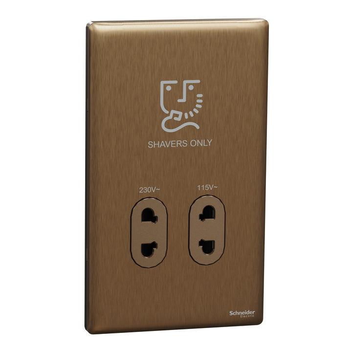 Schneider Electric Unica X Vertical Shaver Socket 115/230V - Dark Bronze NUXT727V_DB