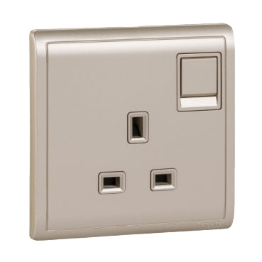 Schneider Electric Pieno 13A 250V 1 Gang Switched Socket, Wine Gold E8215_WG_G1