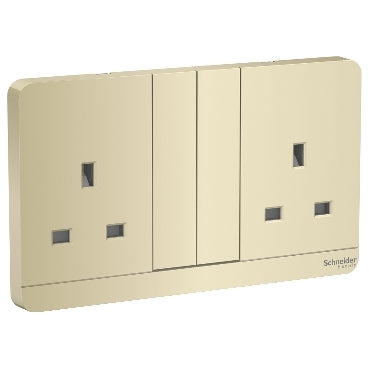 Schneider Electric AvatarOn, 2 switched socket, 3P, 13 A, 250 V, LED, Wine Gold E83T25N_WG_G12