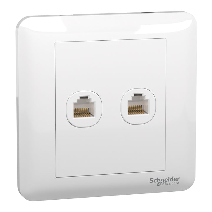 Schneider Electric Affle Plus Cat6 Data Socket 2 Gang RJ45 Ethernet ...