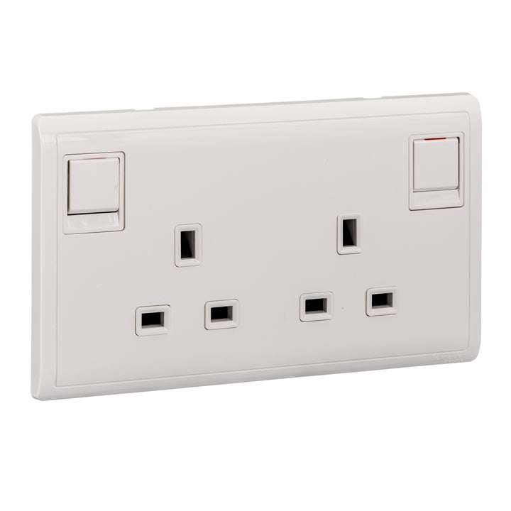 Schneider Electric Pieno 13A 250V 2 Gang Switched Socket - White - E82T25