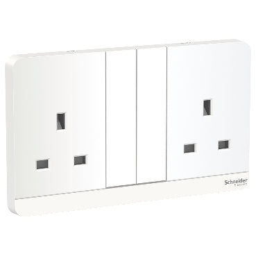 Schneider Electric AvatarOn, 2 switched socket, 3P, 13 A, 250 V, LED, White E83T25N_WE_G12