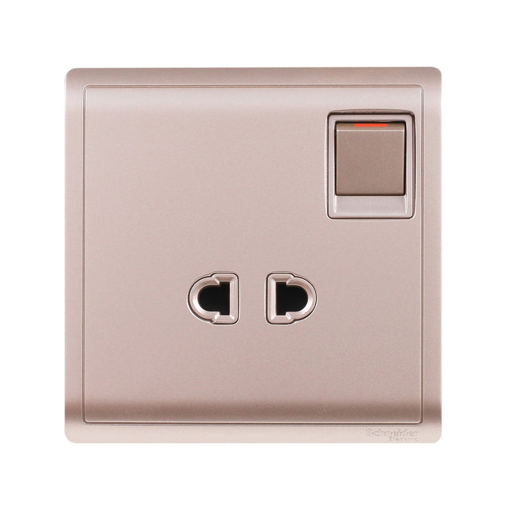 Schneider Electric Pieno 10 A 250 V 1?Gang Switched Universal Socket with Neon – Wine Gold E8215US_WG_G1
