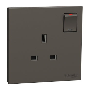 Schneider Electric Switched socket, AvatarOn C, 13A 250V, 1 gang, dark grey - E8715_DG