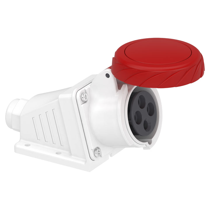 Schneider Electric PratiKa Angled Industrial Socket, 16A, 3P+N+E, 380–415V AC, IP67, Wall-Mounted – Mureva