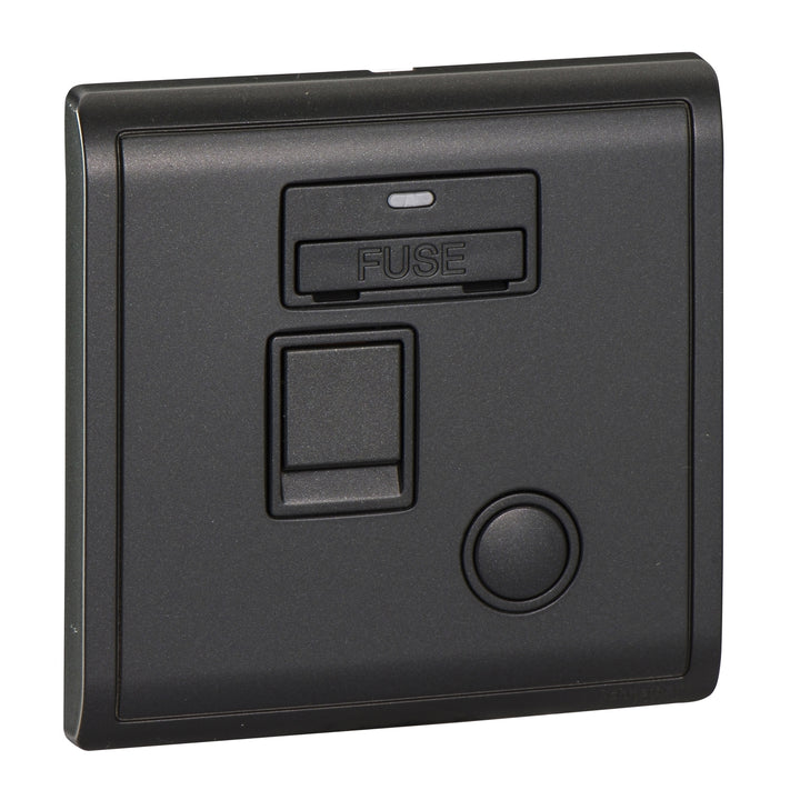 Schneider Electric Fused connection unit with DP switch & Neon, Pieno, 13A, Matte black - E8231DFSGN_MB_G1