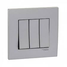 Schneider Electric Vivace 16A 3-Gang 2-Way  Switch, Aluminium Silver – KB33R_AS_G12