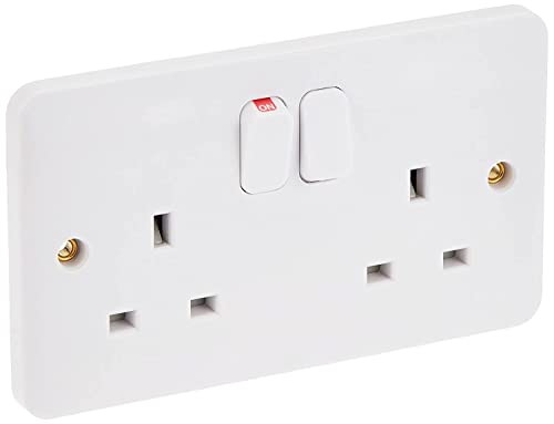 Schneider Electric Lisse UK Standard Switch Socket White, 2 Gang 13A Bs 1363-2 - GGBL3020Nis (Single Piece / Pack of 3 / Pack of 5)