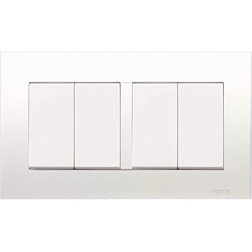 Schneider Electric KB34 Vivace White - 1-Way Plate Switch 4 Gang - 16Ax - White