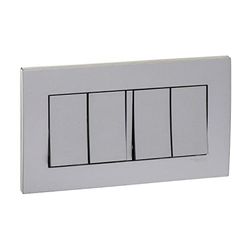 Schneider Electric KB34_AS Vivace Silver - 1-Way Plate Switch 4 Gang - 16Ax - Silver
