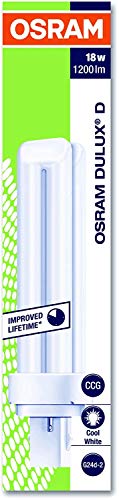 Osram Dulux D Compact Fluorescent Lamp G24D2 18W 840 4000K 2Pin Luminous Flux cool White
