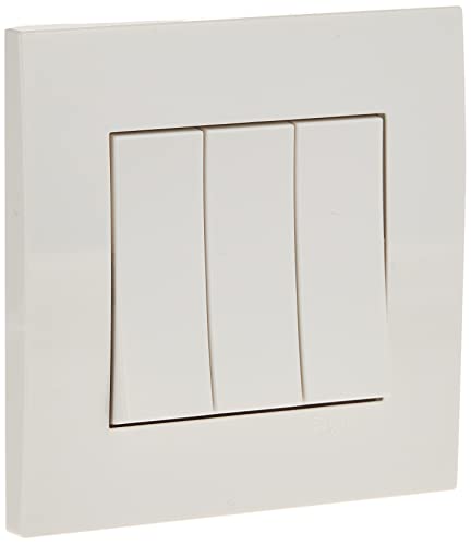 Schneider Electric KB33R_1 Vivace White - 1-Way Plate Switch 3 Gang 16Ax (Single Piece / Pack of 3 / Pack of 5)