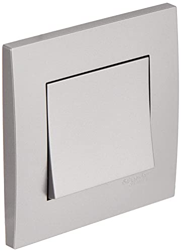 Schneider Electric KB31R_AS Vivace Silver - 2-Way Plate Switch 1 Gang 16Ax (Single Piece / Pack of 3 / Pack of 5)