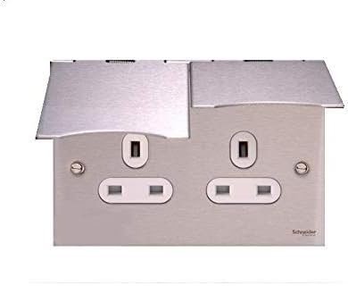 Schneider Electric GU3252WSS Flat Plate 13A Ultimate Twin Floor Socket (Single Piece / Pack of 3 / Pack of 5)