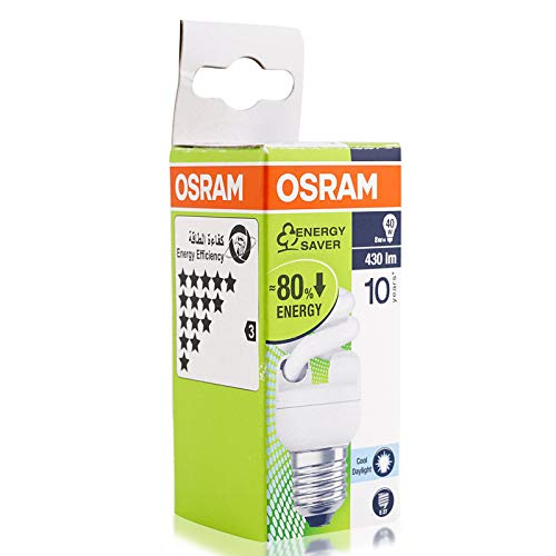 Osram Duluxstar Mini Twist E27 Spiral Shape Bulb Compact Fluorescent 8W Cfl Bulb Warm White/ Day Light