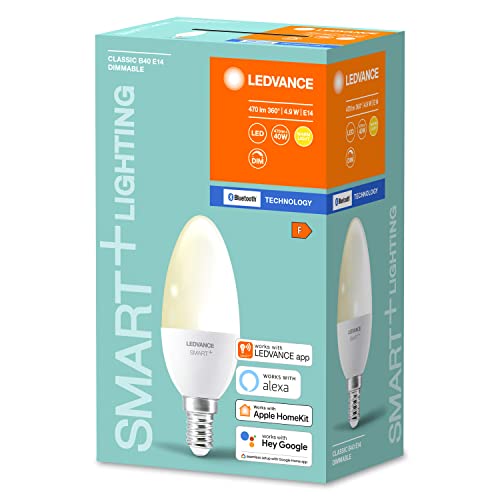 Ledvance Smart LED Lamp, E14, Warm White (2700K), Smart + Candle Dim (Bluetooth / Wifi)