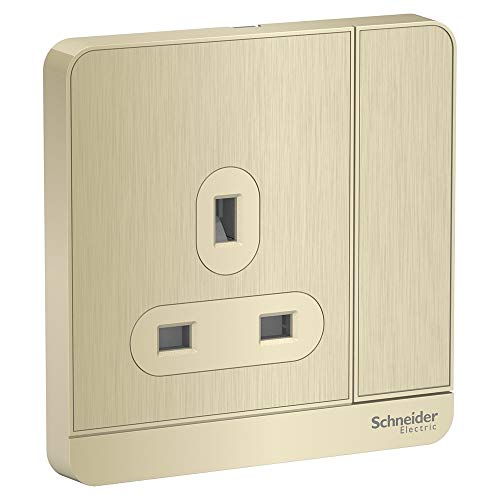 Schneider Electric AvatarOn 1 Gang Switched Socket 3P 13A 250V - E8315_GH_G12 - Metal Gold Hairline/ White/ Dark Grey/ Wine Gold