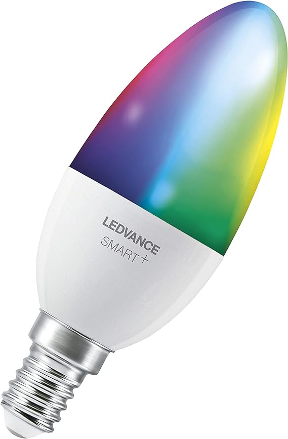 LEDVANCE Smart LEDLamp with WiFi Technology, Base: E14, Di mmable, Tunable White (2700-6500K), RGB Colors Changeable, Replaces Incandescent Lamps with 40 W, SMART+ WiFi Candle Multicolour, 1-Pack