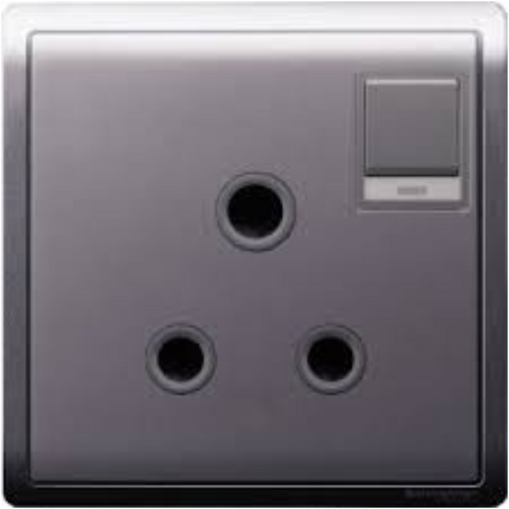 Schneider Electric 10A 1gang 2 round pin switched socket matt black 250V E8215US_MB_G1