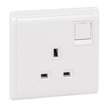 Schneider Electric Pieno 13A 250V Single Switched Socket - White Model Number : E8215