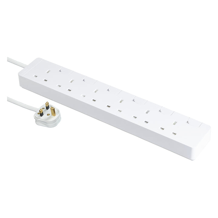 Schneider Electric AvatarOn Extension Cord /Cable With UK Sockets With Individual Switch, 3M, Power Socket/ Strips/ Multi Plug, White