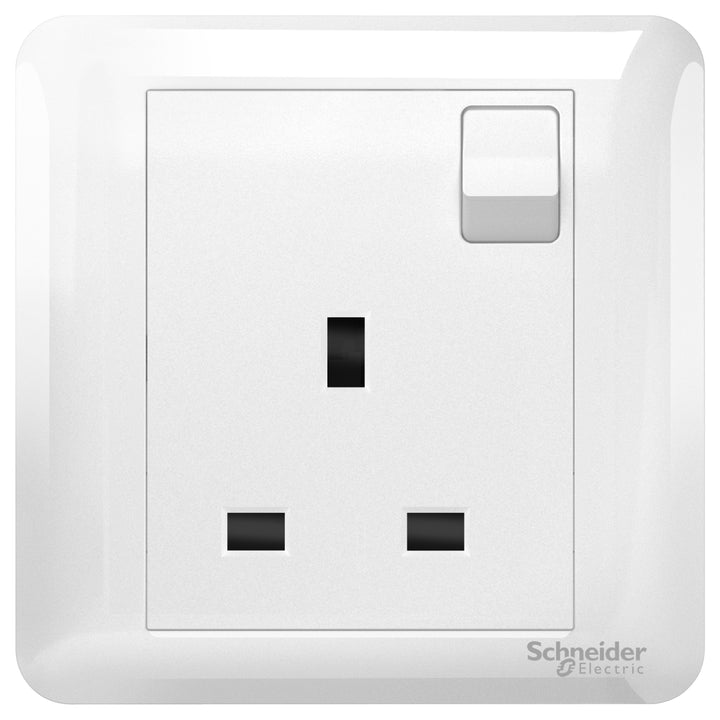 Schneider Electric 13A Single Gang Switched Socket, White - A3G15_WE_G11