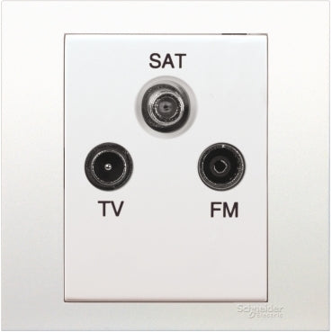 Schneider Electric 1 Gang TV/FM/SAT Socket Outlet without Looping  - KB33SMATV (Aluminium Silver/ White)